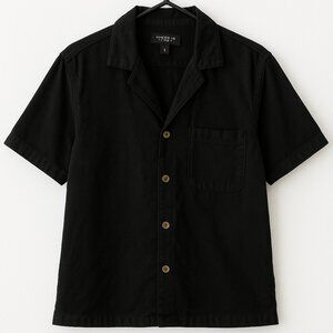 Streetwear Society Black Button-Up Shirt - Short Sleeves (Small)